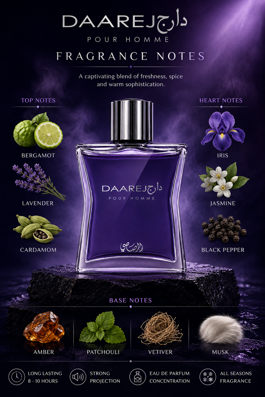 Rasasi Daarej Pour Homme Eau de Parfum 100ml - Image 4