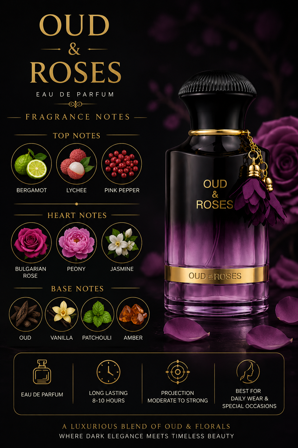 Ahmed al maghribi Oud & Roses Eau de Parfum - Image 4